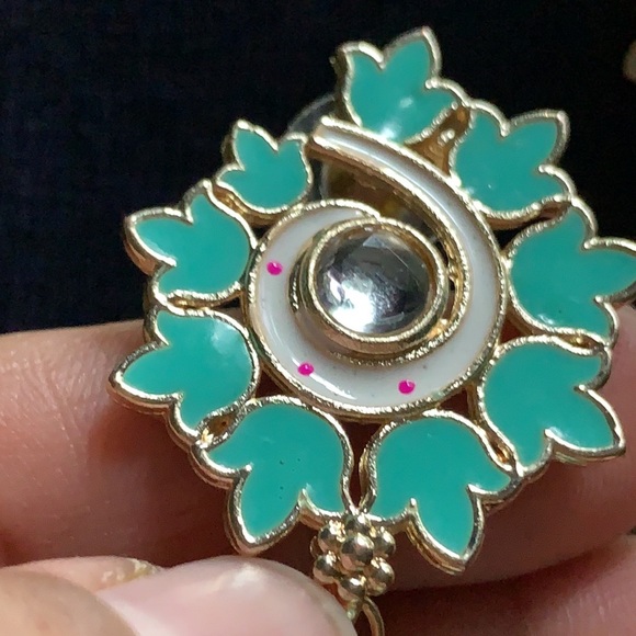 Meenakari Jhumkas with Pearl Drops - India 🇮🇳 - Picture 3 of 5